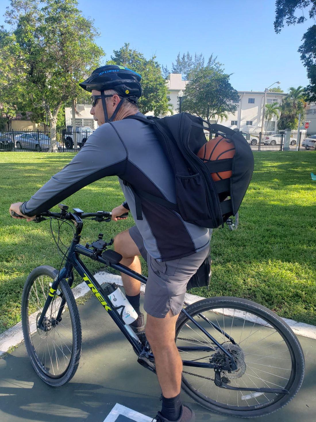 Cyclist with backpack